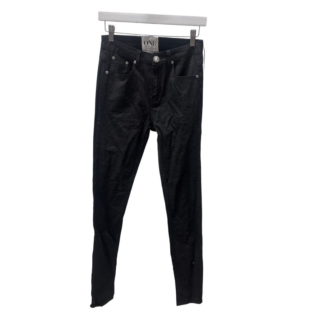 NWT One Teaspoon Size 26 Black Wet Look Black Dixies Mid Waist Skinny Jeans